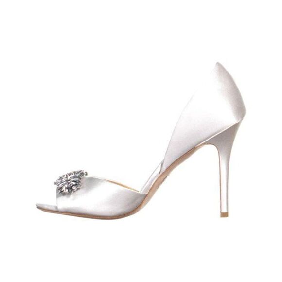 New. Womens Badgley Mischka Nikki Peep Toe Heels, White. Retails $245 - Picture 4 of 16